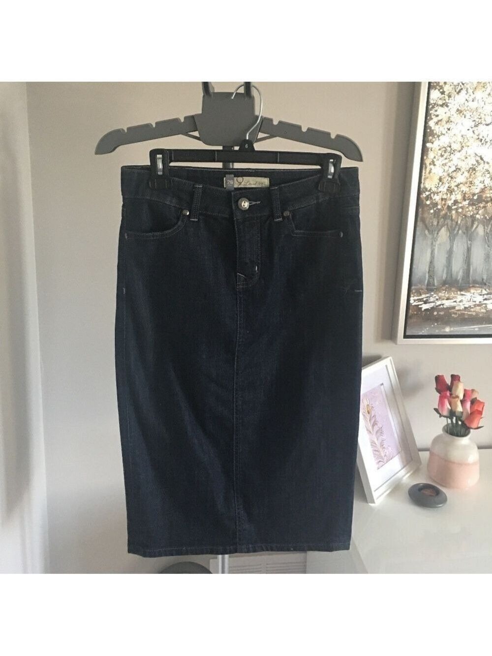 Level 99 denim midi skirt